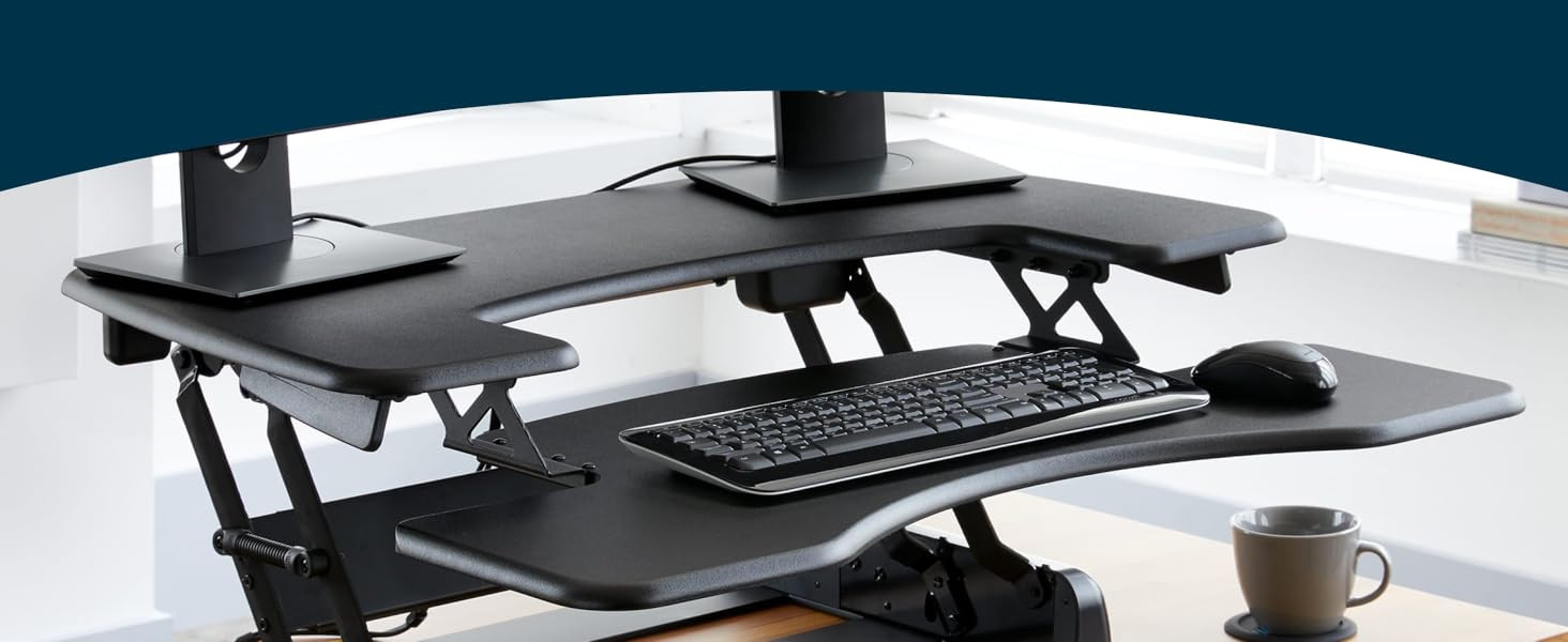 Vari Varidesk Pro Plus 36 Standing Desk Converter – 11 Height Settings + Spring Lift, 2 Tier De... | Amazon (US)