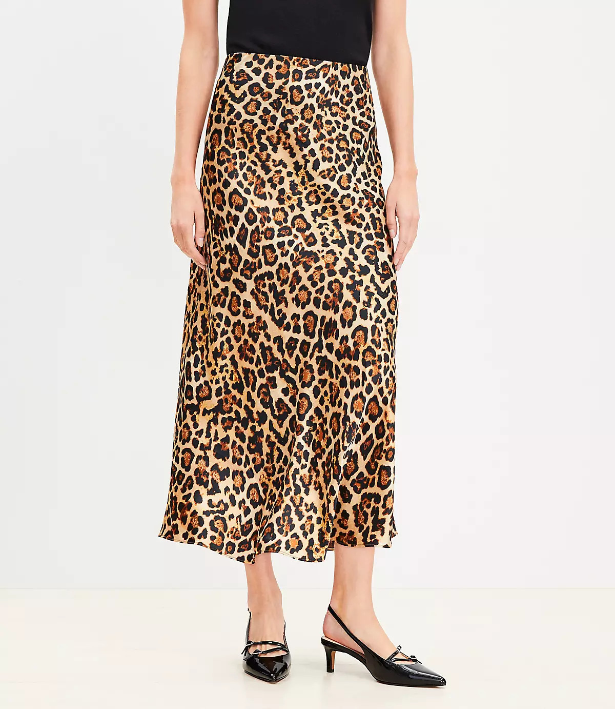 Leopard Print Bias Midi Skirt | LOFT