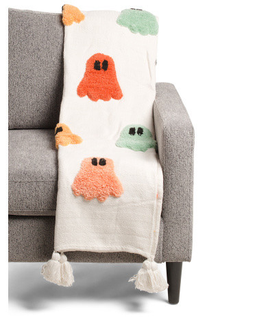 Ghost Patterned Textured Throw With Tassels | Global Home | Marshalls | Marshalls