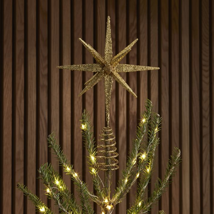 Kraft & Glitter Gem Starburst Tree Topper - Gold | West Elm (US)