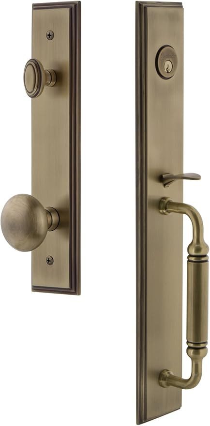 Grandeur 849040 Hardware Carre' One-Piece Handleset with C Grip and Fifth Avenue Knob, Dummy Entr... | Amazon (US)