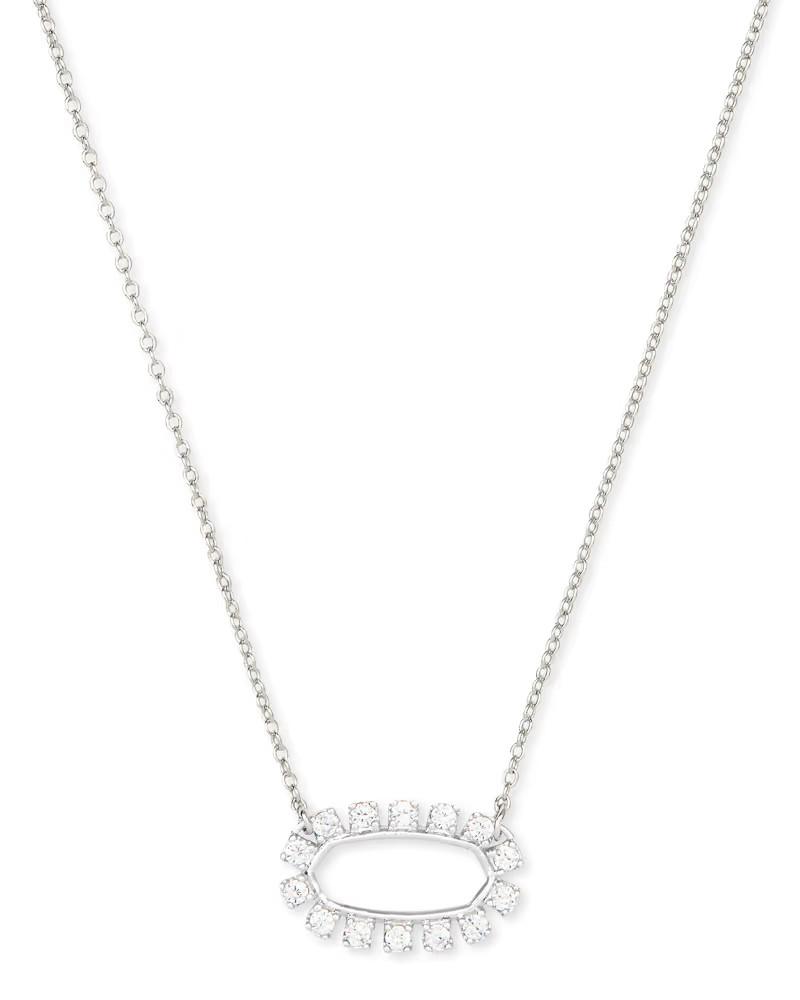 Elisa Open Frame Crystal Pendant Necklace in Silver | Kendra Scott