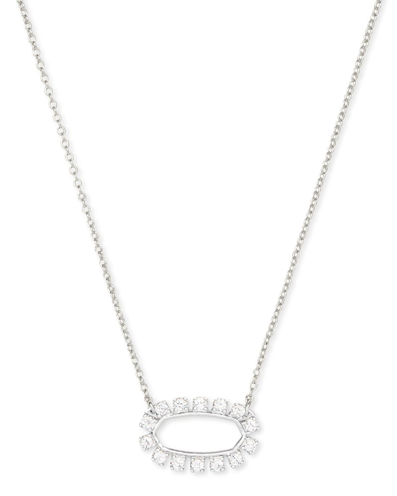 Elisa Open Frame Crystal Pendant Necklace in Silver | Kendra Scott