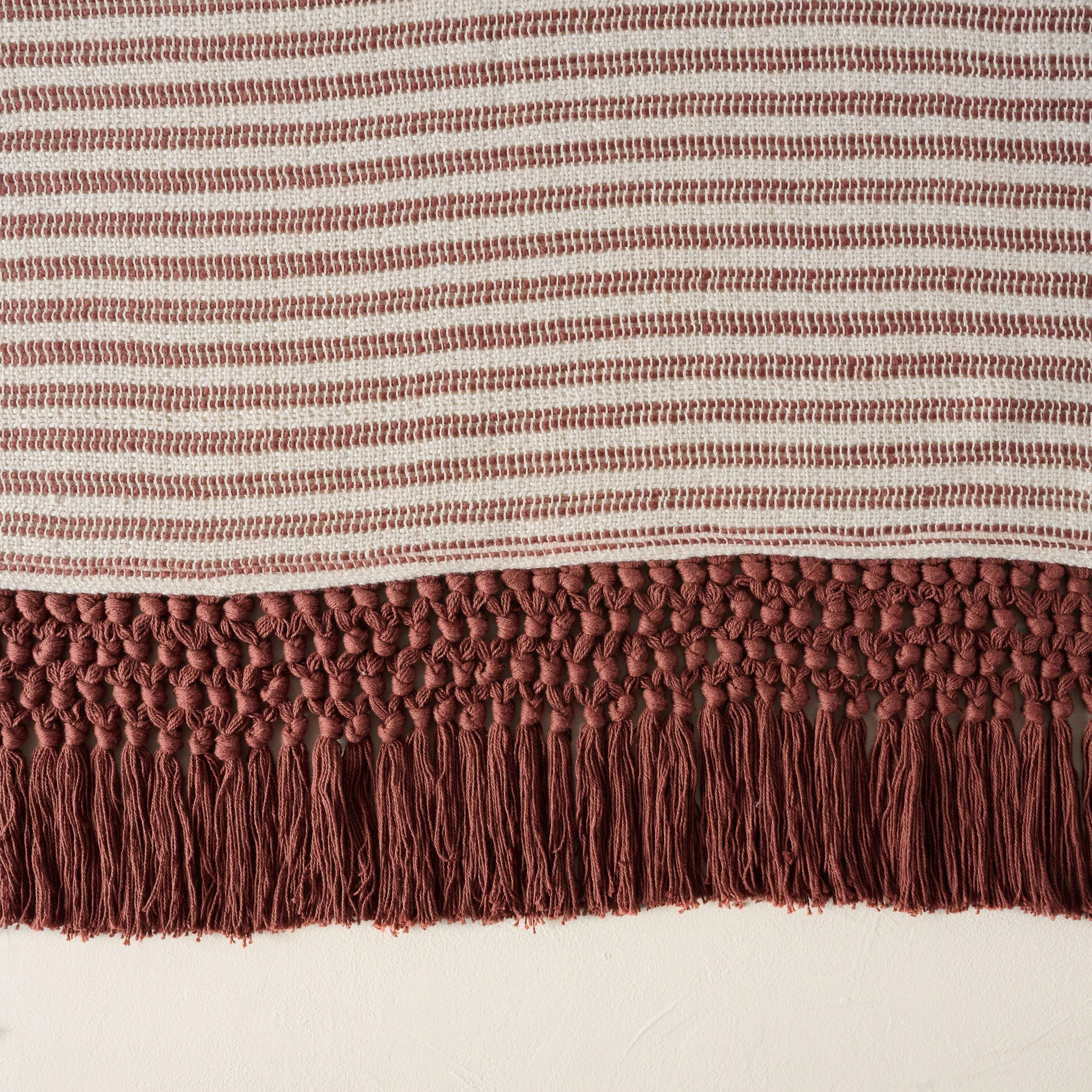 Essential Tassel Throw - Burgundy Striped | Magnolia