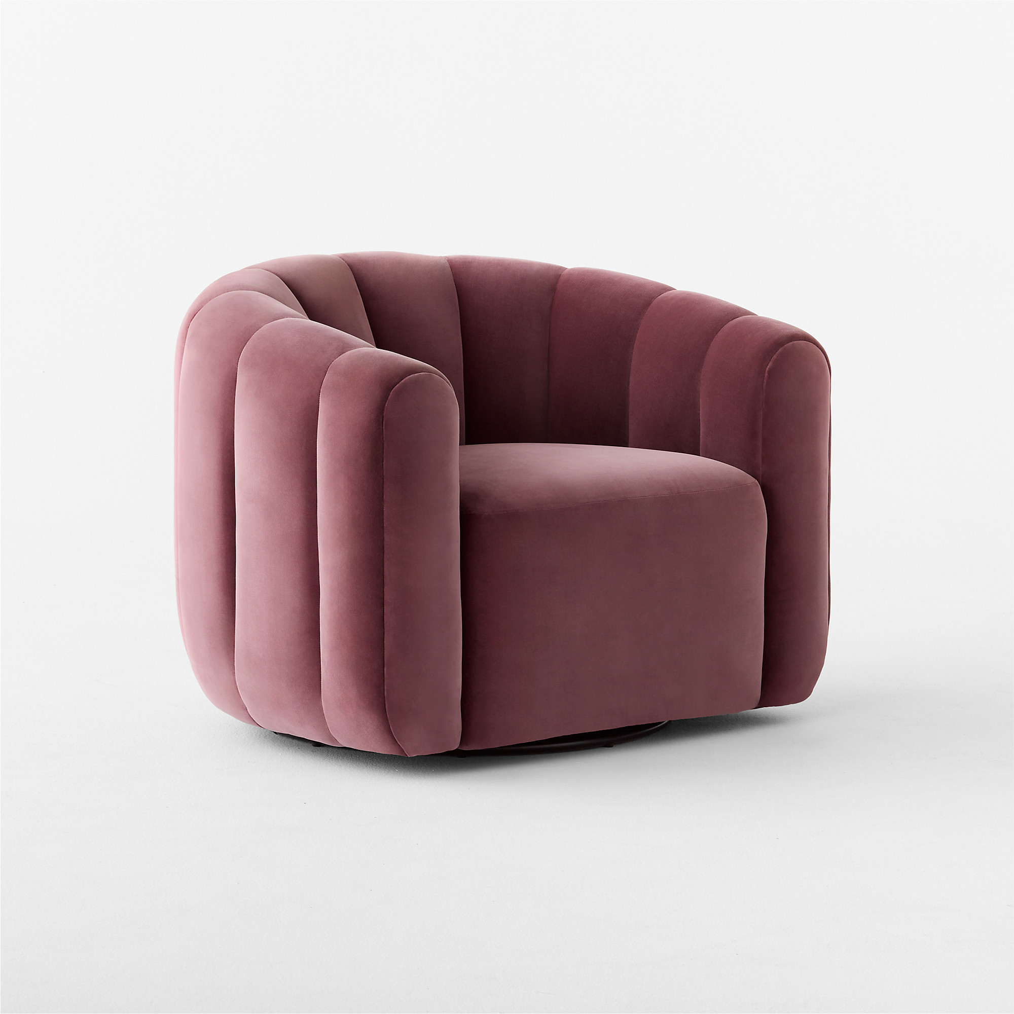 Fitz Channeled Russet Velvet Swivel Chair | CB2