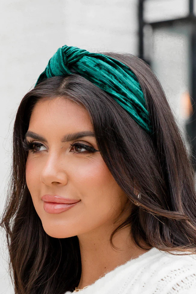 Emerald Green Velvet Knotted Headband | Pink Lily