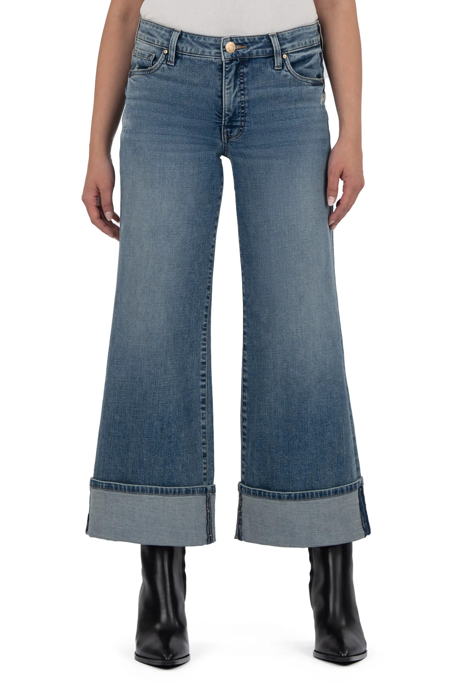 KUT from the Kloth Meg Cuffed Mid Rise Wide Leg Jeans (Women) | Nordstromrack | Nordstrom Rack