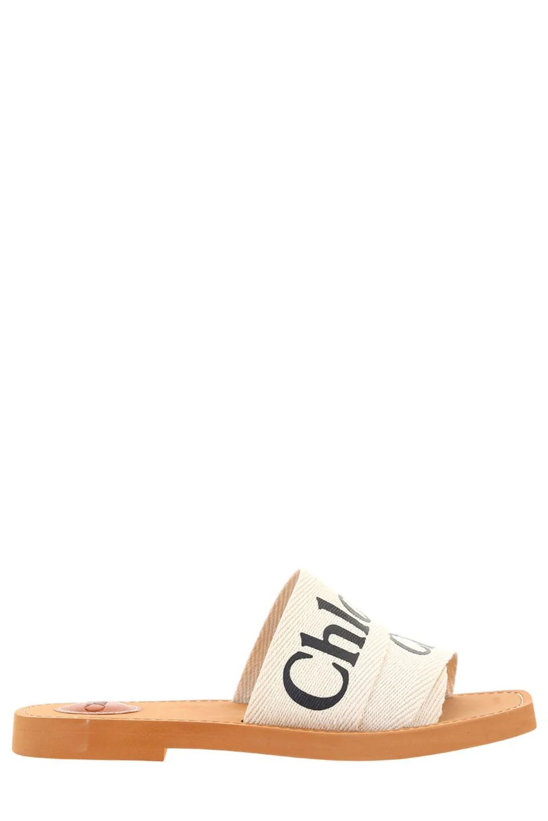Chloé Woody Logo Embroidered Sandals | Cettire Global