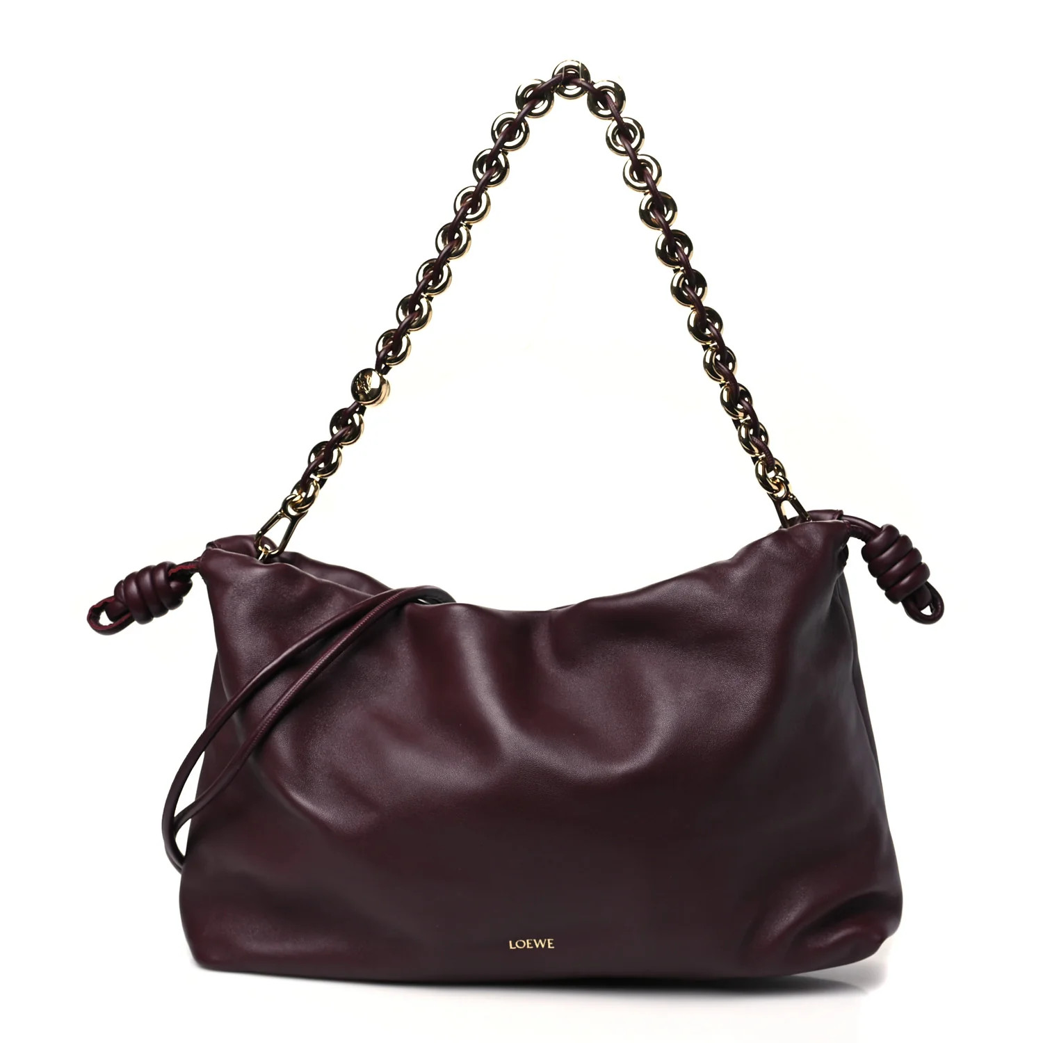 Loewe Mellow Nappa Donut Chain Large Flamenco Knot Clutch Dark Burgundy 1739292 | FASHIONPHILE (US)