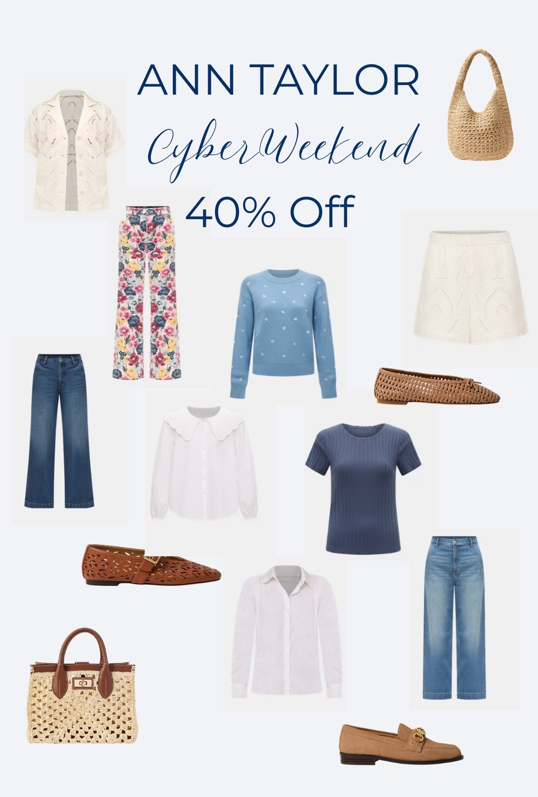 Ann Taylor Cyber Weekend 40% Off!

spring outfits, Ann Taylor,  matching set, eyelet blouse, eyelet shorts, spring clothes, floral pants, floral jeans, ballet flats, loafers, Maryjane’s, denim, cropped jeans 

#LTKSpringSale #LTKSeasonal