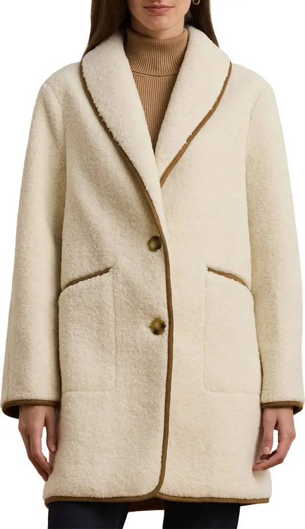 Lauren Ralph Lauren Shawl Collar Faux Shearling Coat | Nordstrom | Nordstrom