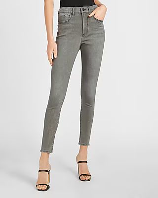 High Waisted Gray Faded Skinny Jeans | Express