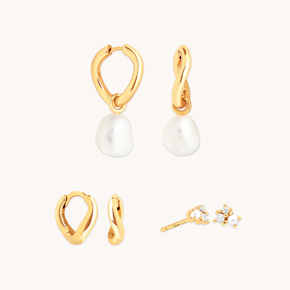 Serenity Pearl Hoops Stacking Set in Gold | Astrid & Miyu UK