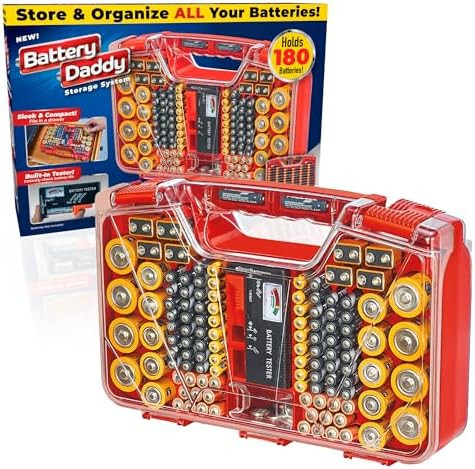 Ontel Battery Daddy Storage & Organizer Case with Tester, Stores & Protects Up to 180 Batteries, ... | Amazon (US)