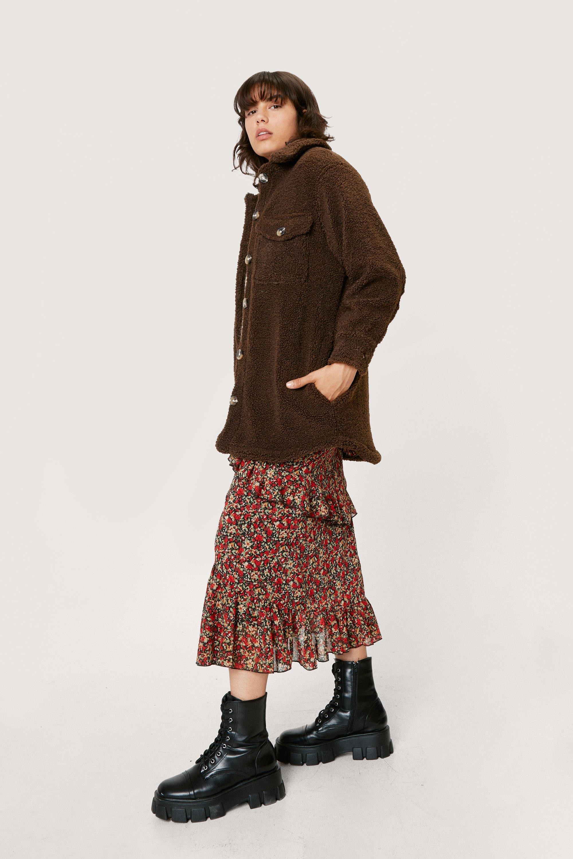 Longline Chocolate Faux Fur Coat | Nasty Gal (US)
