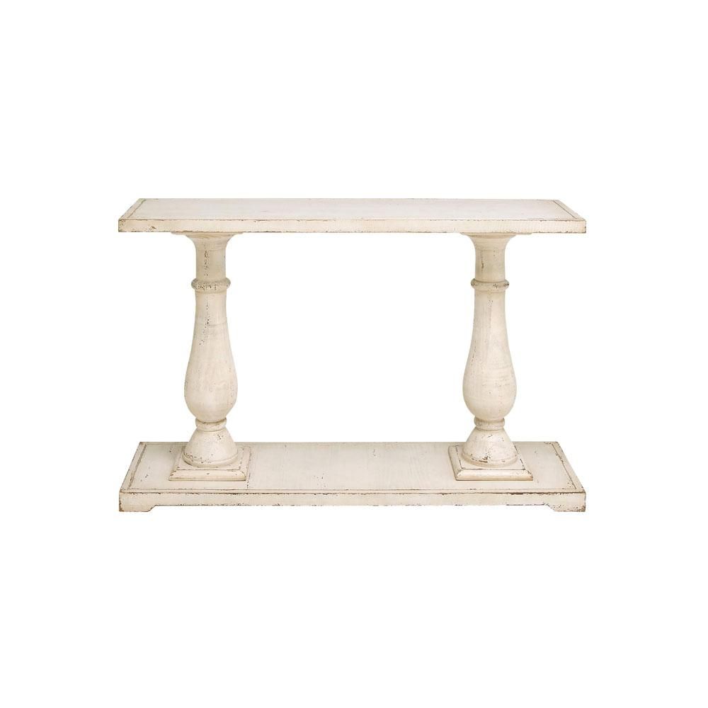 LITTON LANE Antique White Wood Rectangular Console Table-52786 - The Home Depot | The Home Depot