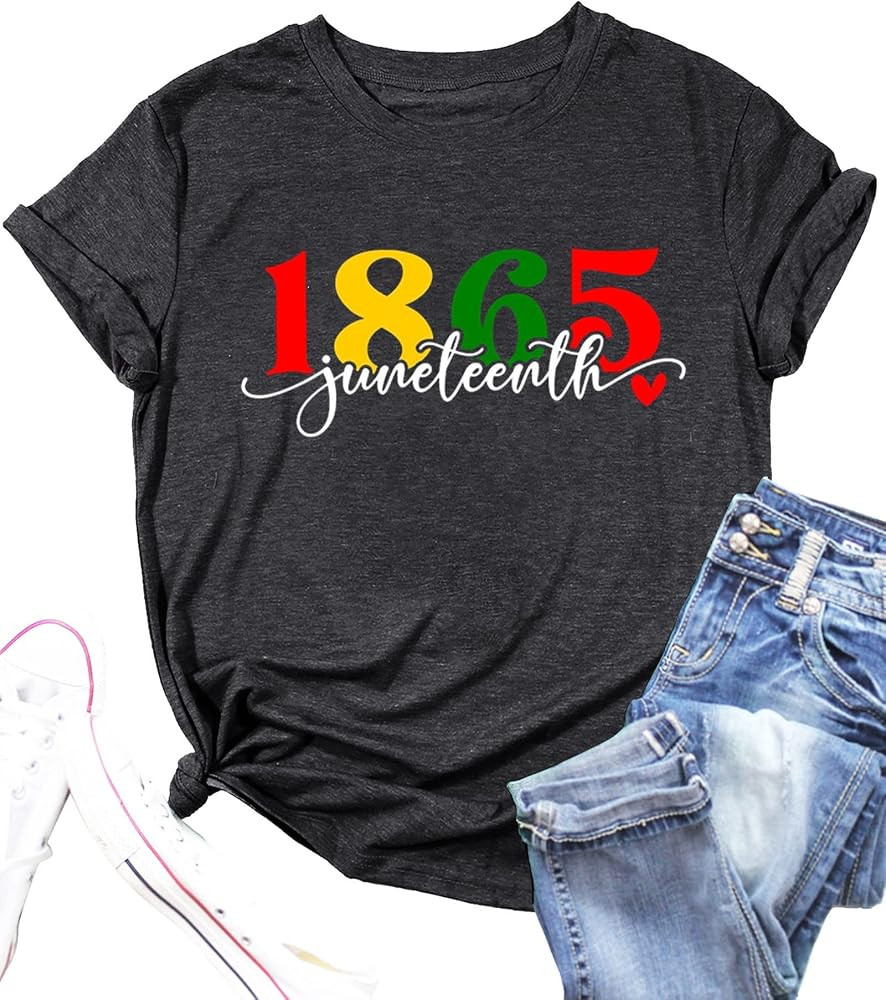 Juneteenth Shirts for Women 1865 Graphic Tshirt Casual Rainbow Tees Freedom Blouse Tops | Amazon (US)