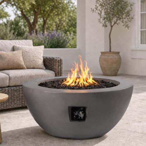 38" Outdoor Gas Fire Pit, 65,000 BTU Round Propane Fire Pit Table | Amazon (US)