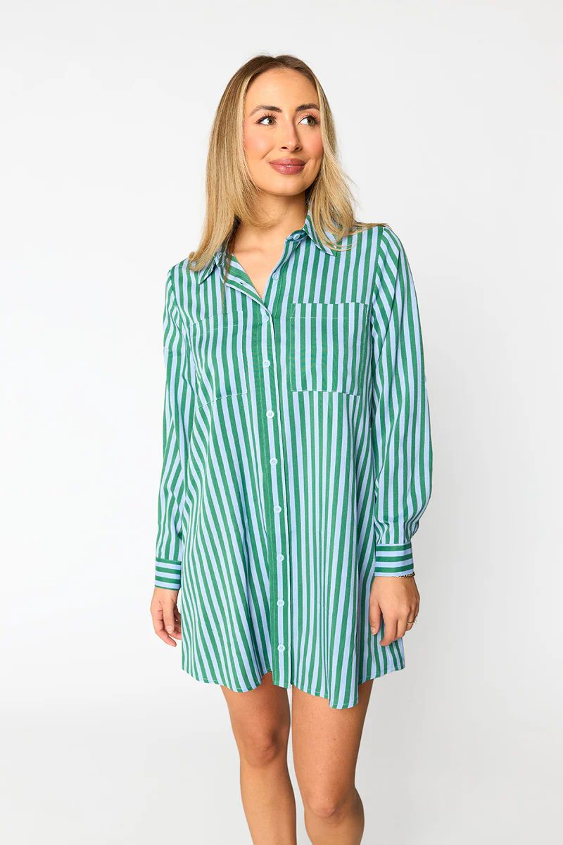 Beau Mini Shirt Dress - Cucumber Water | BuddyLove