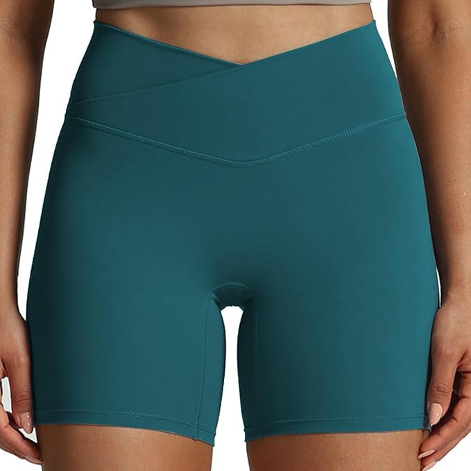 Aoxjox Trinity Workout Biker Shorts for Women Cross-Waist Crossover High Waisted Tummy Control At... | Amazon (US)