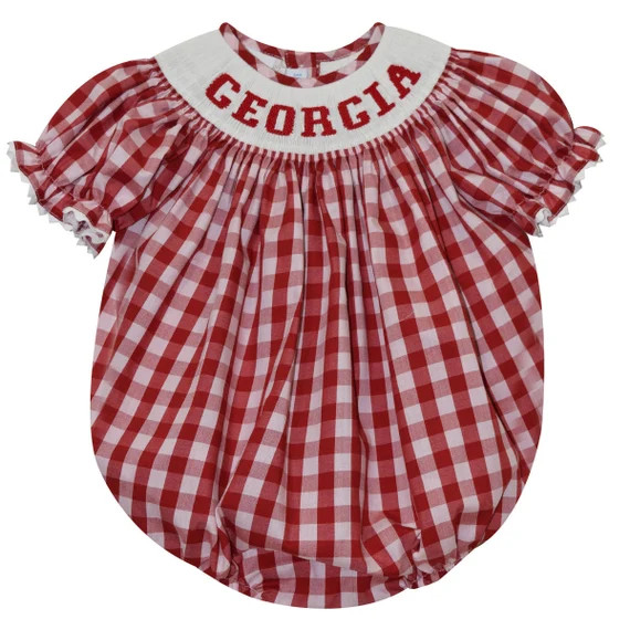 Georgia Smocked Short Sleeve Girls Bubble Bishop With Insert - Etsy | Etsy (US)