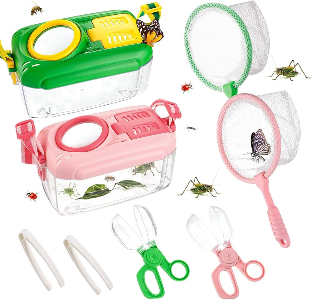 2Sets Bug Kids Catcher - Sturdy Kids Catching Kit Gifts with Bug Collector Butterfly Net Tweezer,... | Amazon (US)
