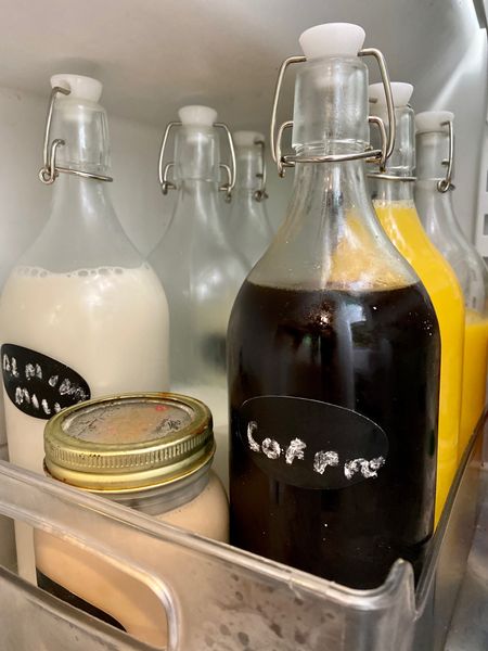 Fridge Refresh. Swap plastic and paper cartons for glass bottles. 
Milk Bottles Labels Kitchen Refrigerator Makeover

#LTKhome #LTKunder50