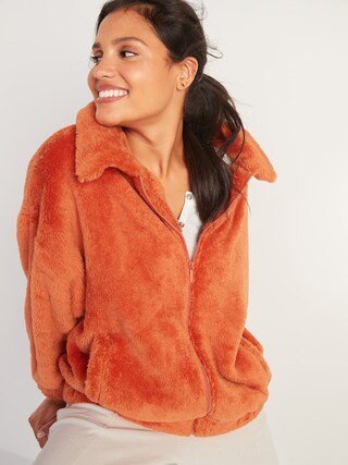 Cozy Teddy Sherpa Zip Lounge Jacket for Women | Old Navy (US)