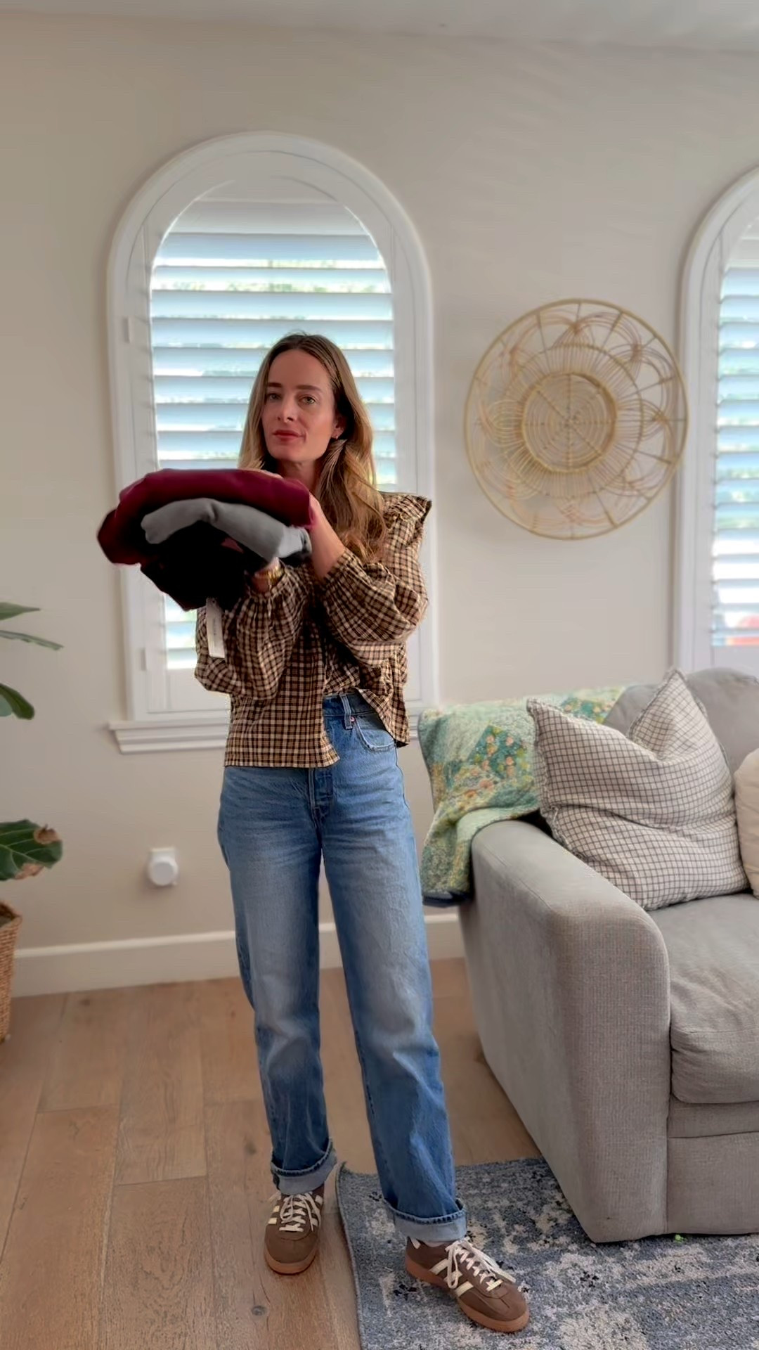 Three high quality sweater for fall you will reach for over and over again. Great basics you can wear many different ways! Wearing a size small in all tops. 