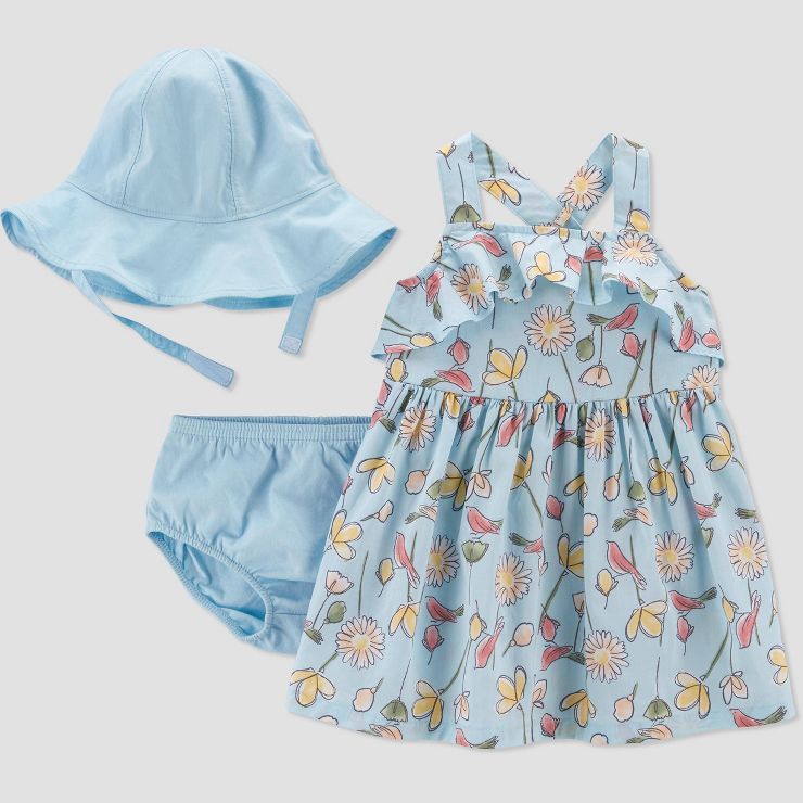 Carter's Just One You®️ Baby Girls' Floral Top and Hat Set - Yellow/Blue | Target