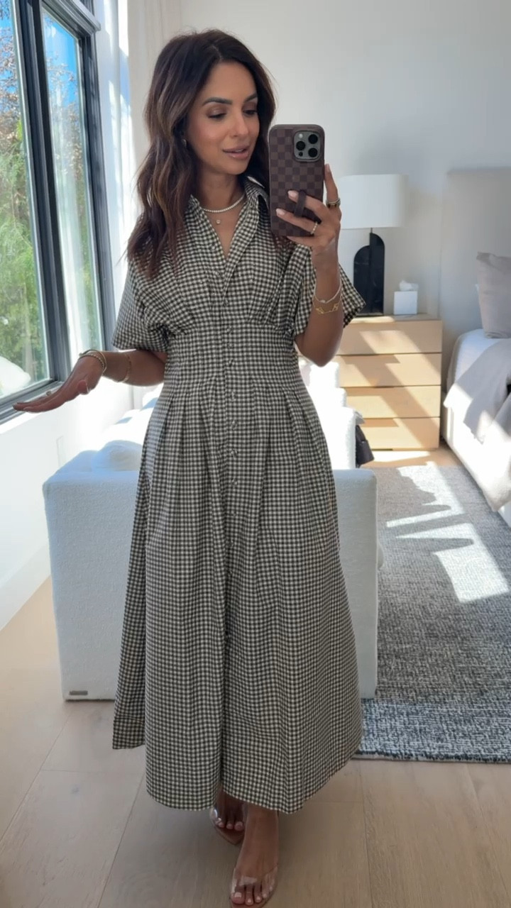 This Anthropologie dress is one of my favorite recent purchases! The chocolate brown gingham pattern is so cute and elevated. Perfect for a fall brunch of family photos. Paired with the perfect low heel. Wearing size XS Petite! 🤍

#LTKSeasonal #LTKStyleTip