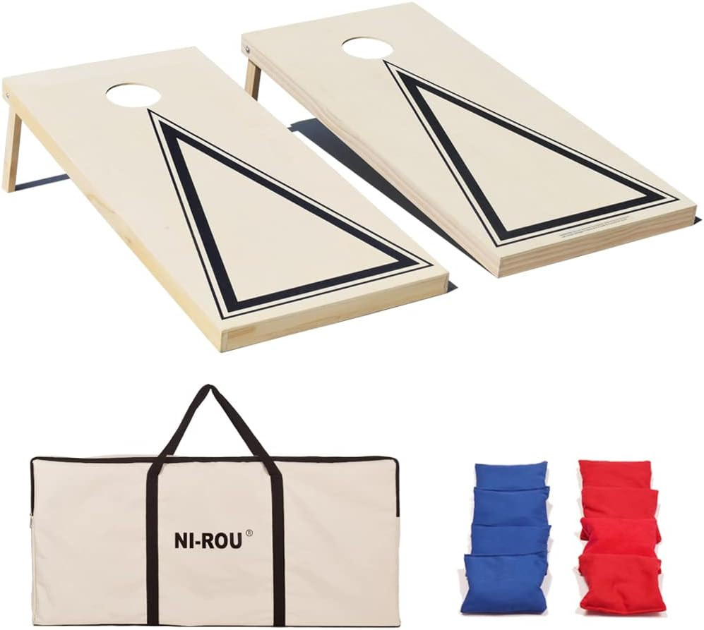 NI-ROU Wooden Cornhole Set Include 8pcs Bean Bags 2pcs Board Classic Wood Bean Bag Toss Games New Si | Amazon (US)