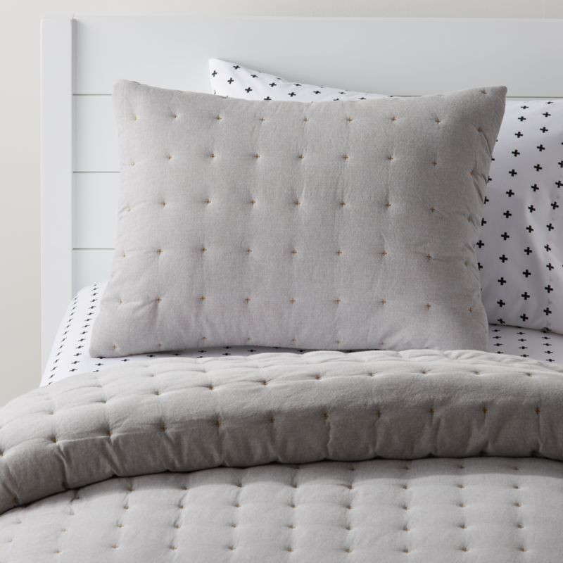 Chambray Grey Kids Pillow Sham + Reviews | Crate & Kids | Crate & Barrel