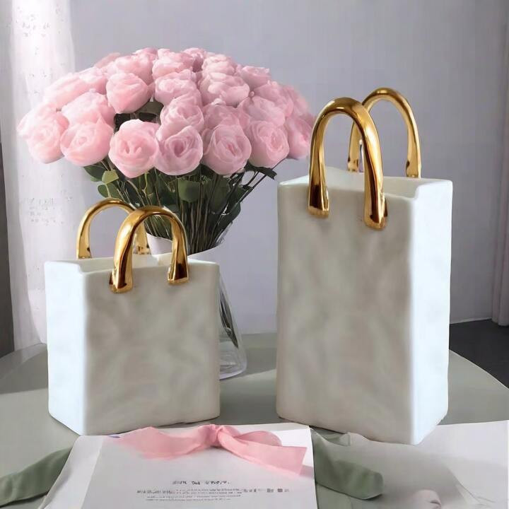 1pc Creative Luxury Mini Handbag Shaped Resin Flower Vase Desktop Ornament, Modern Minimalist Liv... | SHEIN