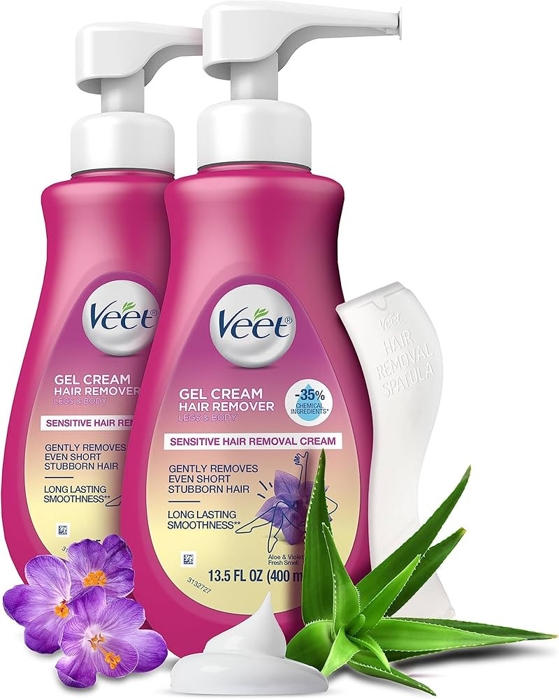 VEET 5 Min Sensitive Skin Hair Removal Cream For Women, Painless Bikini Hair Removal Gel Kit, Der... | Amazon (US)