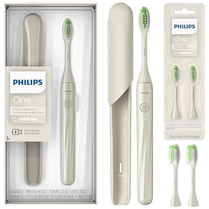 PHILIPS One by Sonicare Rechargeable Toothbrush, Brush Head Bundle, Snow, BD1004/AZ | Amazon (US)