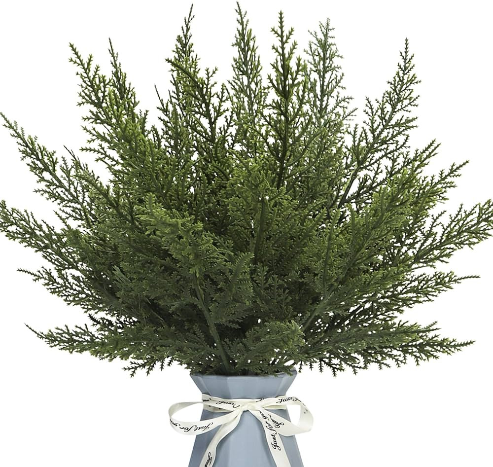 24PCS Artificial Pine Needles Branches 12.4" Christmas Greenery Stems Green Plants Fake Pine Spri... | Amazon (US)
