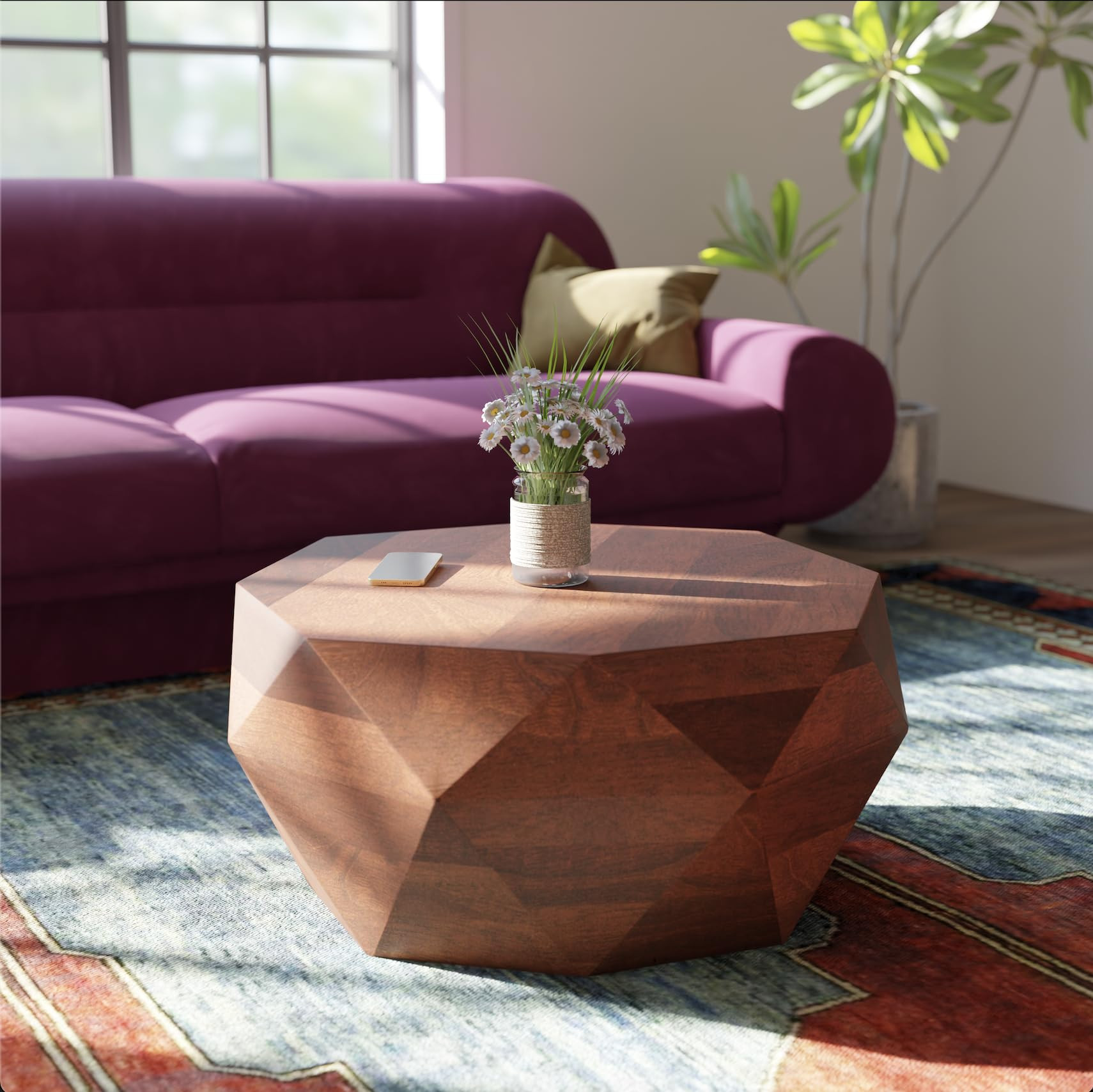 Relso Solid Wood Geometric Faceted Coffee Tables Living Room, Crafted for Versatile Use | Drum Ro... | Amazon (US)
