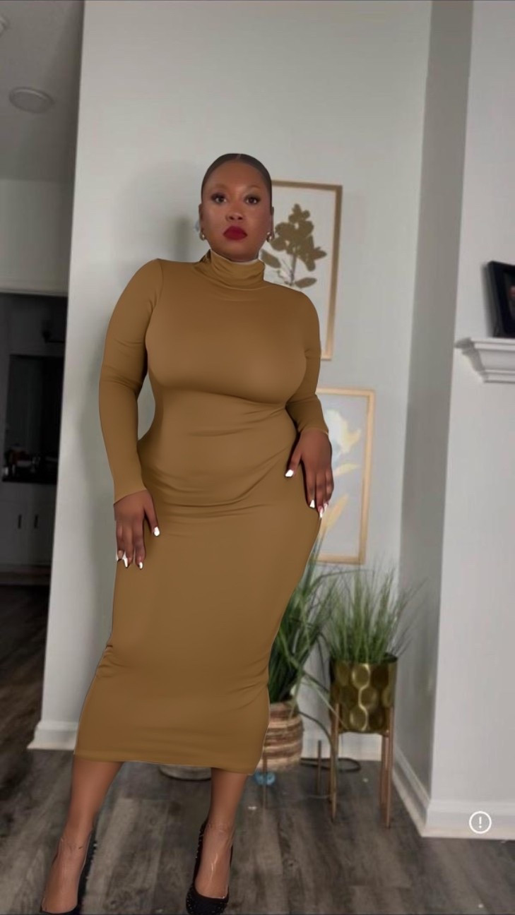 BORIFLORS Women's Sexy Basic Long Sleeve Turtleneck Bodycon Party Long Pencil Dress. Size medium 

#LTKootd #LTKHoliday #LTKgrwm