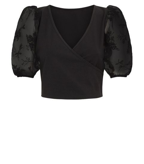 Cameo Rose Black Floral Velvet Puff Sleeve Top
						
						Add to Saved Items
						Remove from ... | New Look (UK)