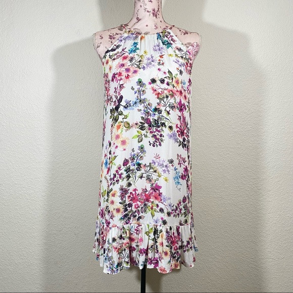 Fifteen Twenty sz:XS Floral Sleeveless Ruffle Bottom Halter Dress | Poshmark