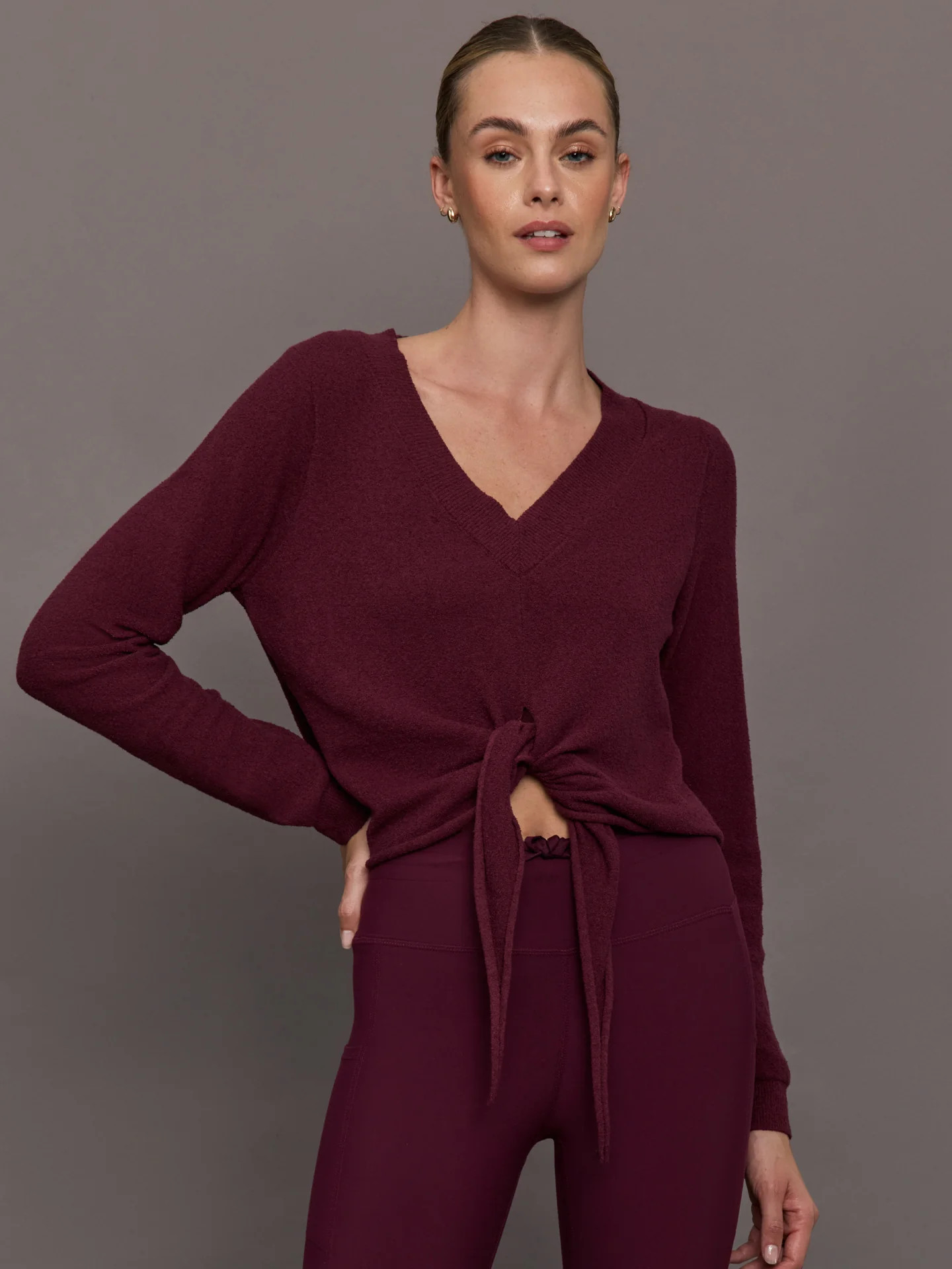 Knot Front Sweater - Fig | Carbon38