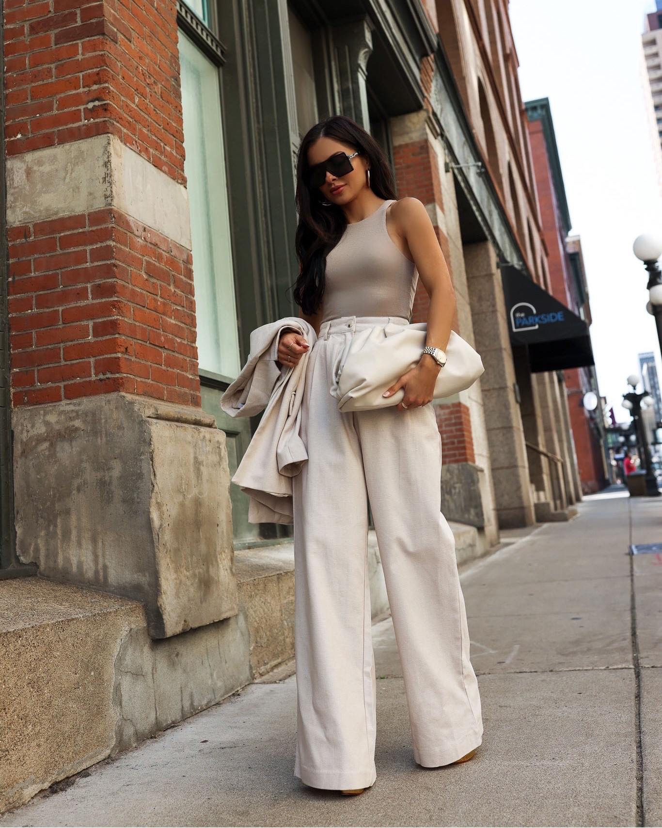 Summer work outfit / quiet luxury aesthetic 
Revolve beige suit
Lovers + Friends bodysuit


#LTKstyletip #LTKunder100 #LTKworkwear