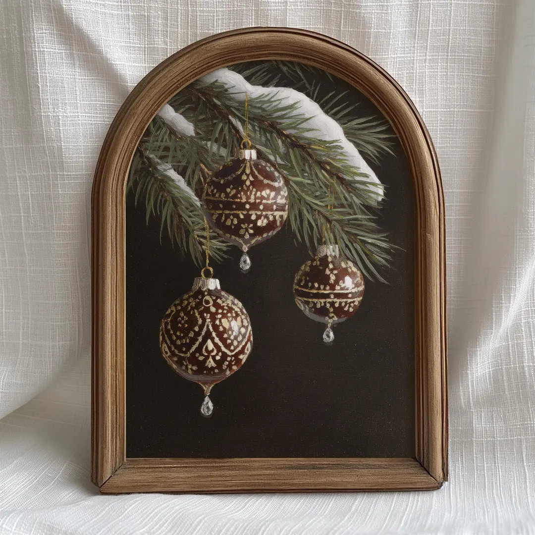 Holiday Ornament Print: Neutral Moody Christmas Printable Wall Art (Digital Download) P866 | Etsy (US)