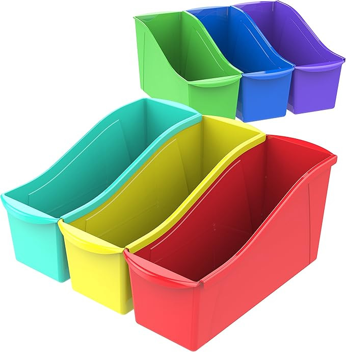 Storex Large Book Bin, Interlocking Plastic Organizer for Home, Office and Classroom, STEM Assort... | Amazon (US)