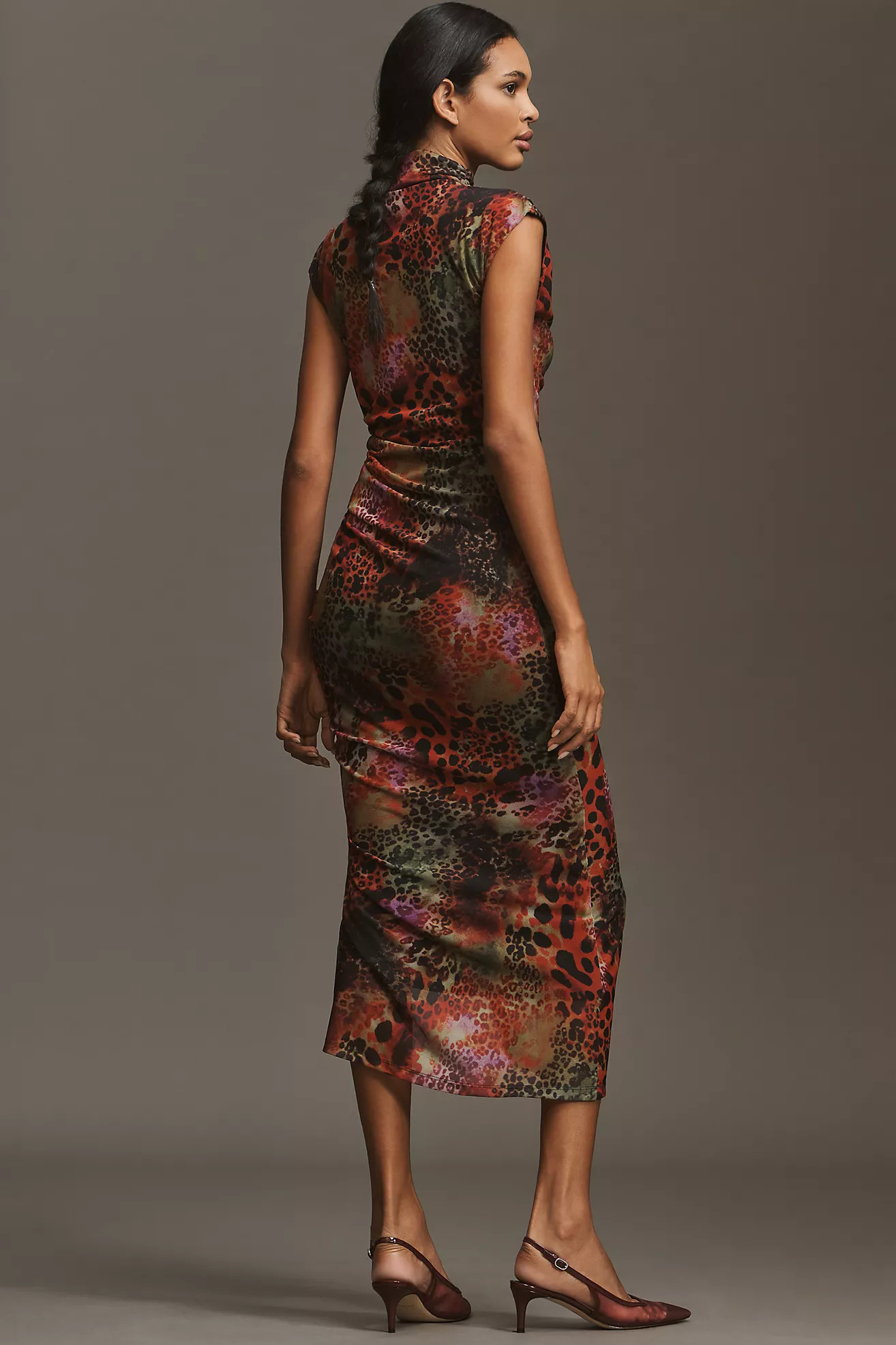 The Maya Ruched Cowl-Neck Mesh Dress | Anthropologie (US)