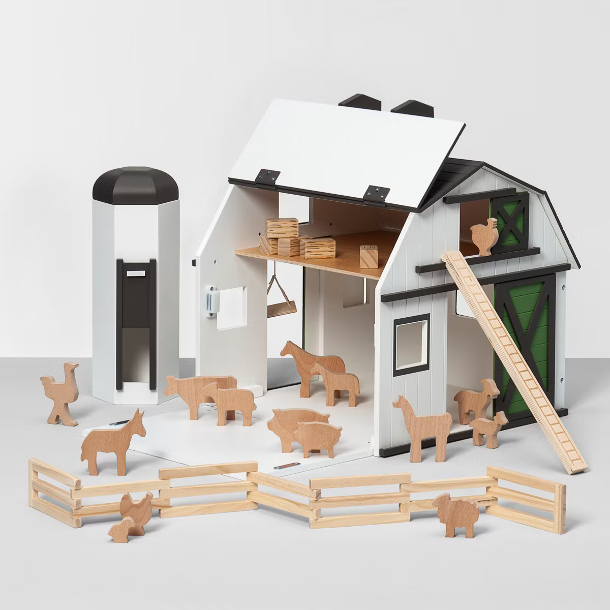 Toy Barn with Animal Figurines - Hearth & Hand™ with Magnolia: Wooden Farm Playset, Classic Sty... | Target