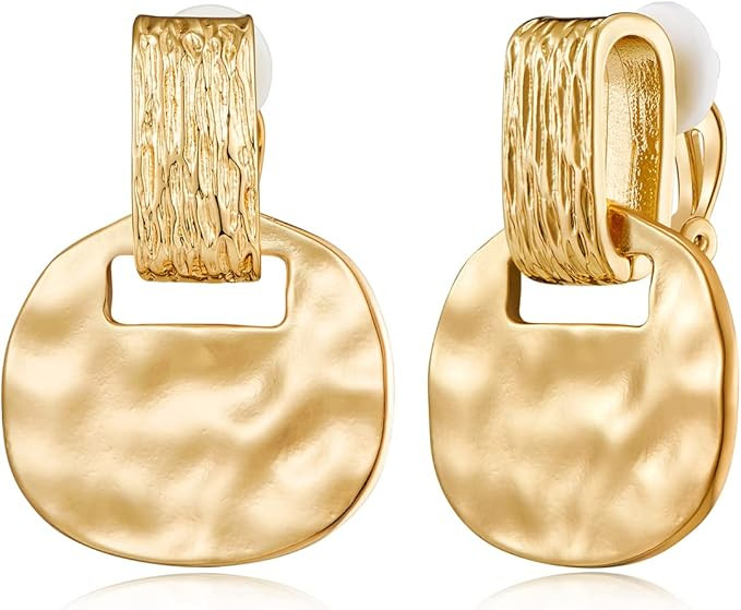 Gold Clip On Drop Earrings for Women Non Piercing Dangle Earrings Fashion Jewelry | Amazon (US)