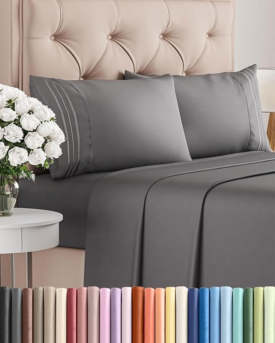 King Size 4 Piece Sheet Set - Comfy Breathable & Cooling Sheets - Hotel Luxury Bed Sheets for Wom... | Amazon (US)
