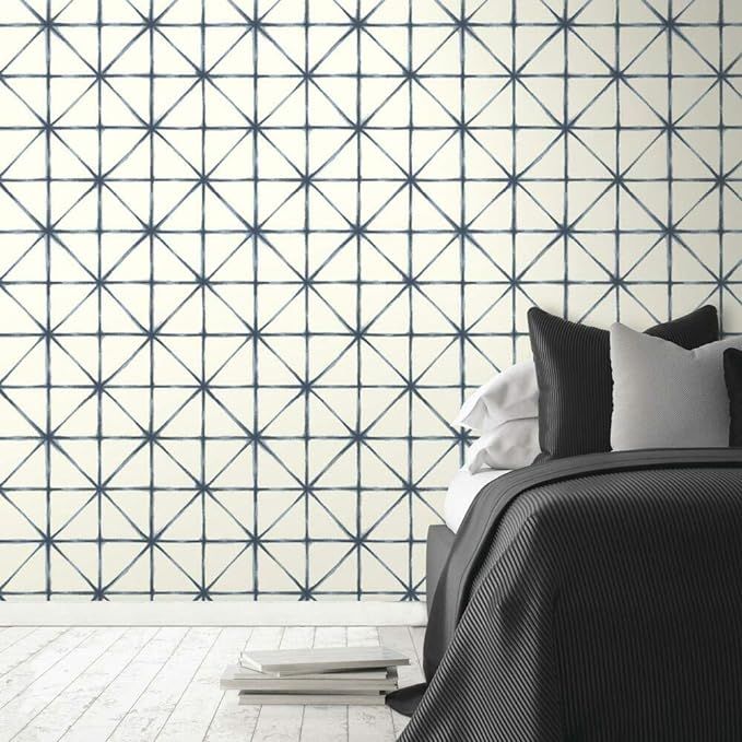 RoomMates RMK10844WP Denim Blue Modern Abstract Peel and Stick Wallpaper | Amazon (US)